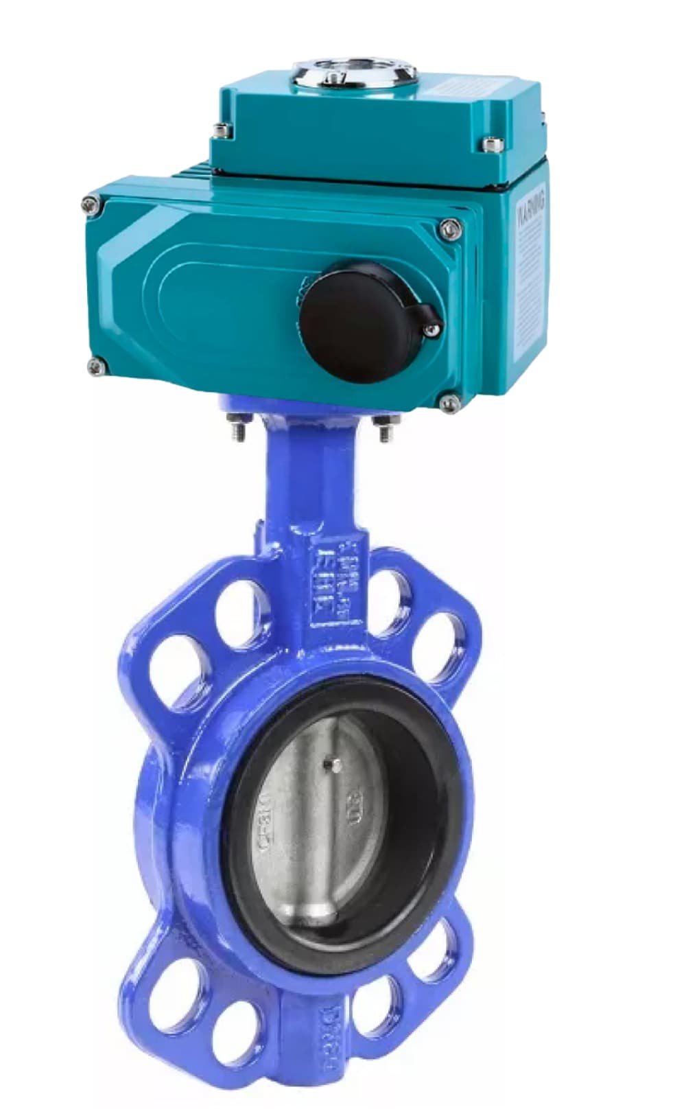 Затвор дисковый поворотный WCB-316-NBR-2W-Fb Ду200 Ру16, корпус углеродистая сталь WCB, диск нержавеющая сталь 316L, уплотнение NBR, с 1/4-оборотным электроприводом QT2-030-220VAC 220В