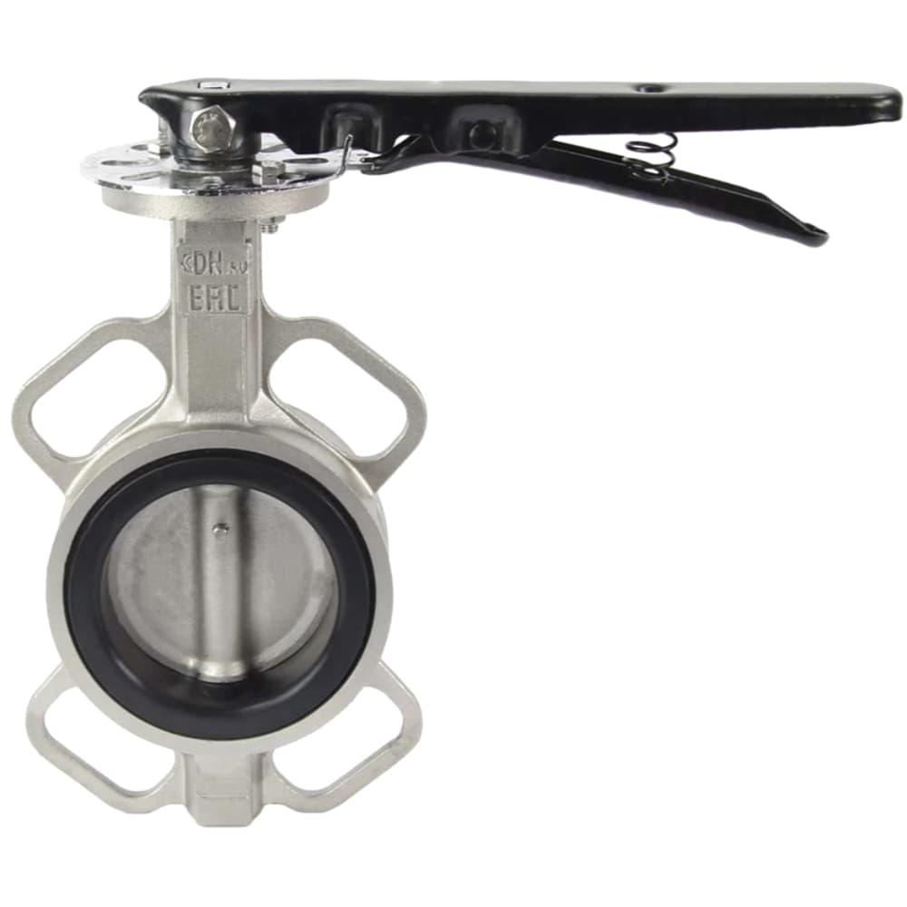 Затвор дисковый поворотный 304-304-VITON-2W-Fb-H Ду80 Ру16, корпус нержавеющая сталь 304, диск нержавеющая сталь 304, уплотнение VITON, с рукояткой, ISO-фланец F05, квадрат 9х9