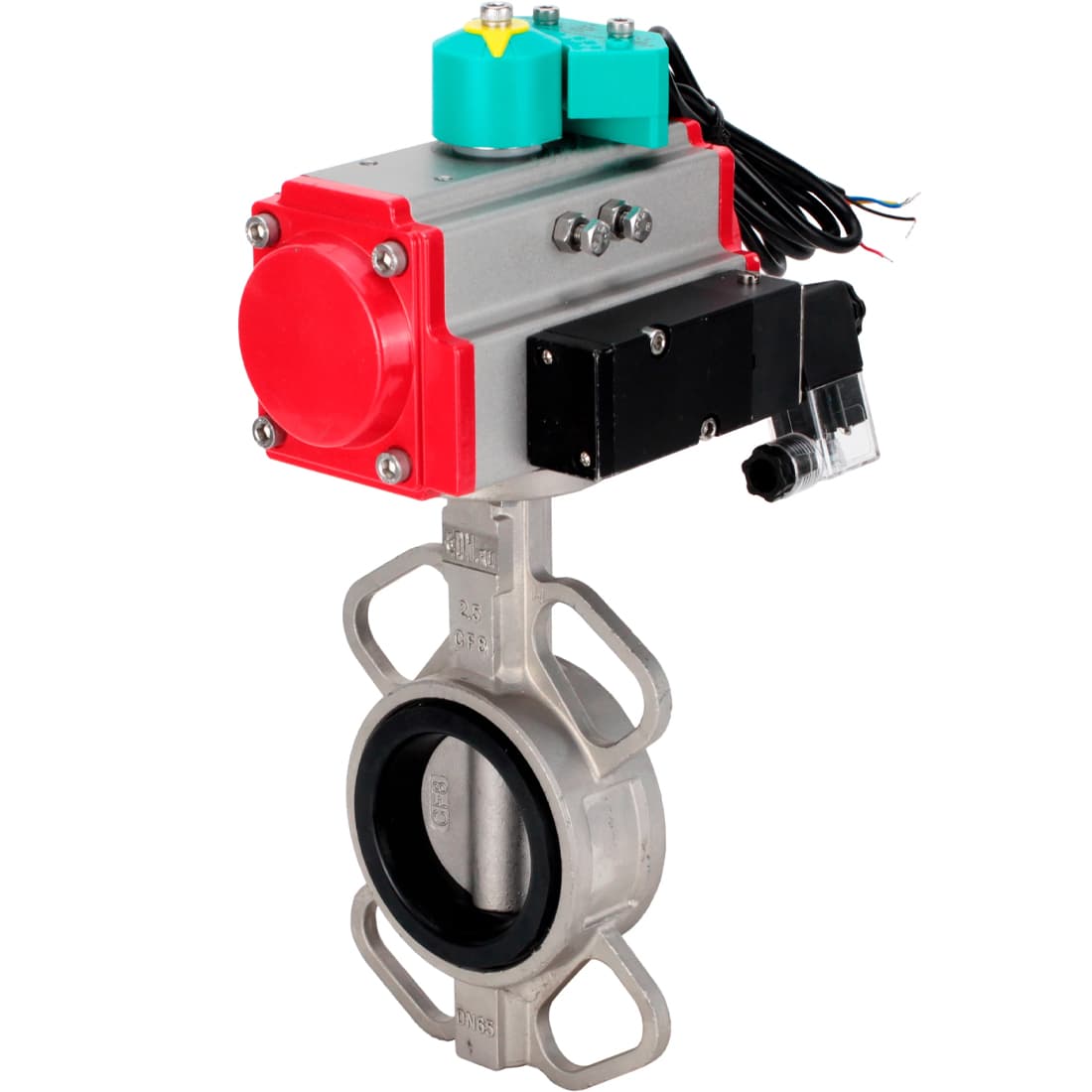 Затвор дисковый поворотный 304-304-VITON-2W-Fb-H Ду80 Ру16 межфланцевый, корпус нержав.сталь 304, диск нержав.сталь 304, VITON, с пн.приводом SA-105, пн.распредел PND2-S1EM-52-1NC-J08-220VAC NAMUR и магнит.переключателем МППП-200
