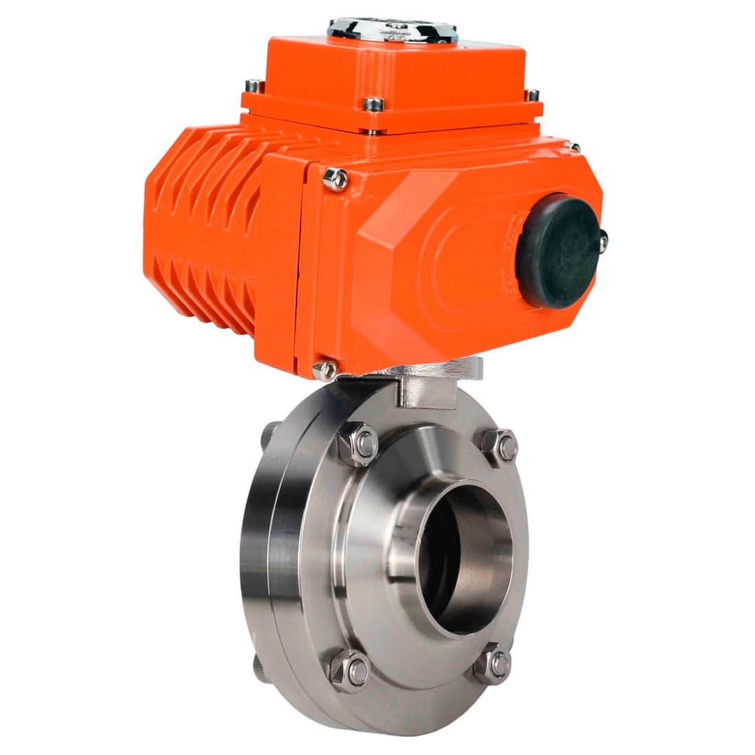 Затвор дисковый поворотный 304-304-Sil-2W-W-H Ду65 Ру10 под приварку, корпус пищевая нержавеющая сталь 304, уплотнение Silicon, с электроприводом QT2-003-24VDC