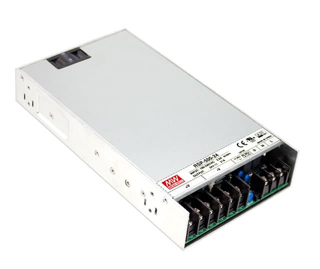 Блок питанияAC-DC, 500Вт, ККМ, вход 85…264V AC, 47…63Гц 120…370В DC, выход 12В41.7A, рег. вых 10…13.2В, изоляция 3000В AC, в корпусе 230х127х41мм, -30…+70°С