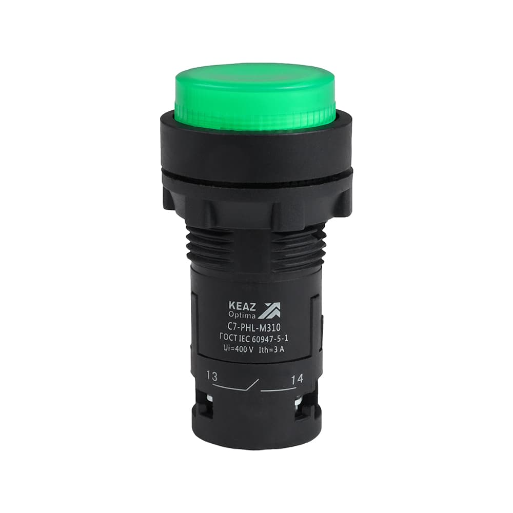 Кнопка с фиксацией с подсветкой OptiSignal Compact D22 C7-PHL-M301 зеленая 1НЗ 230 В AC XB7NJ03M2
