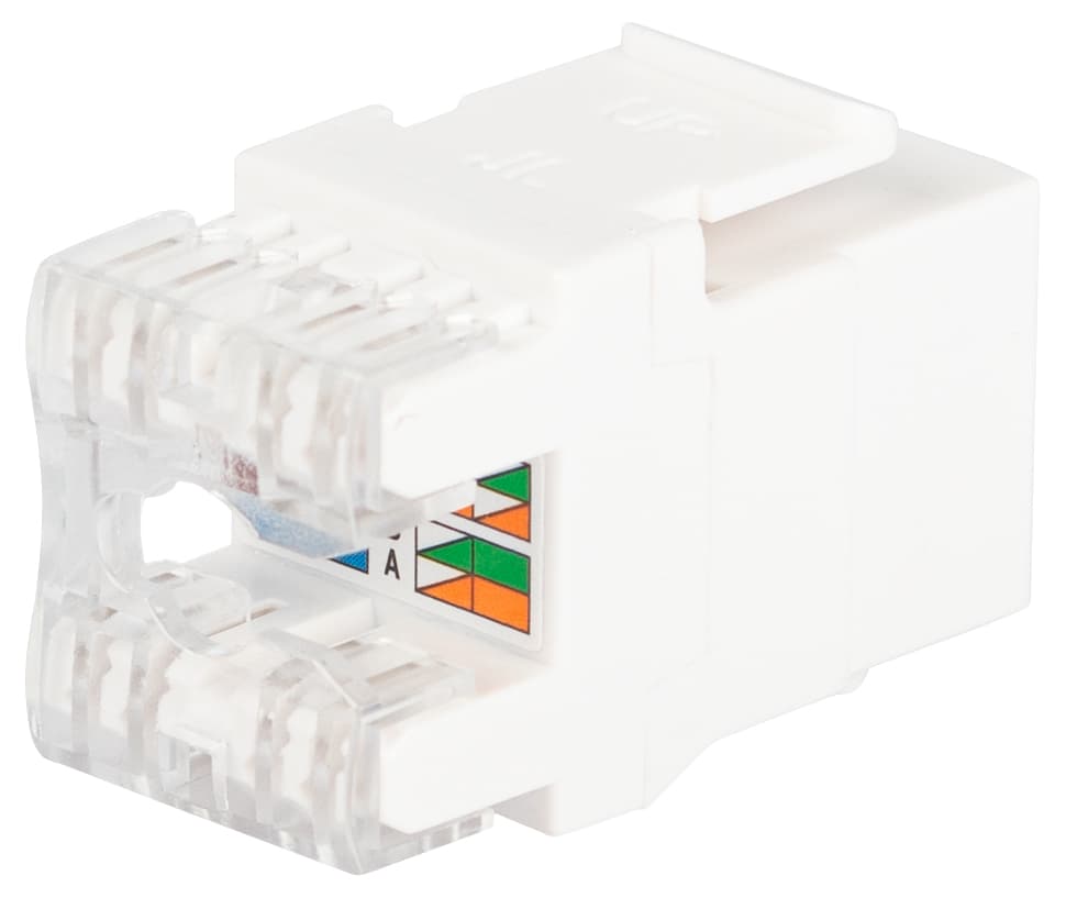 Коннектор RJ45 CAT6 UTP Keyston цвет белый для установки в Люки ЭРА ОФИС 18-8002-01