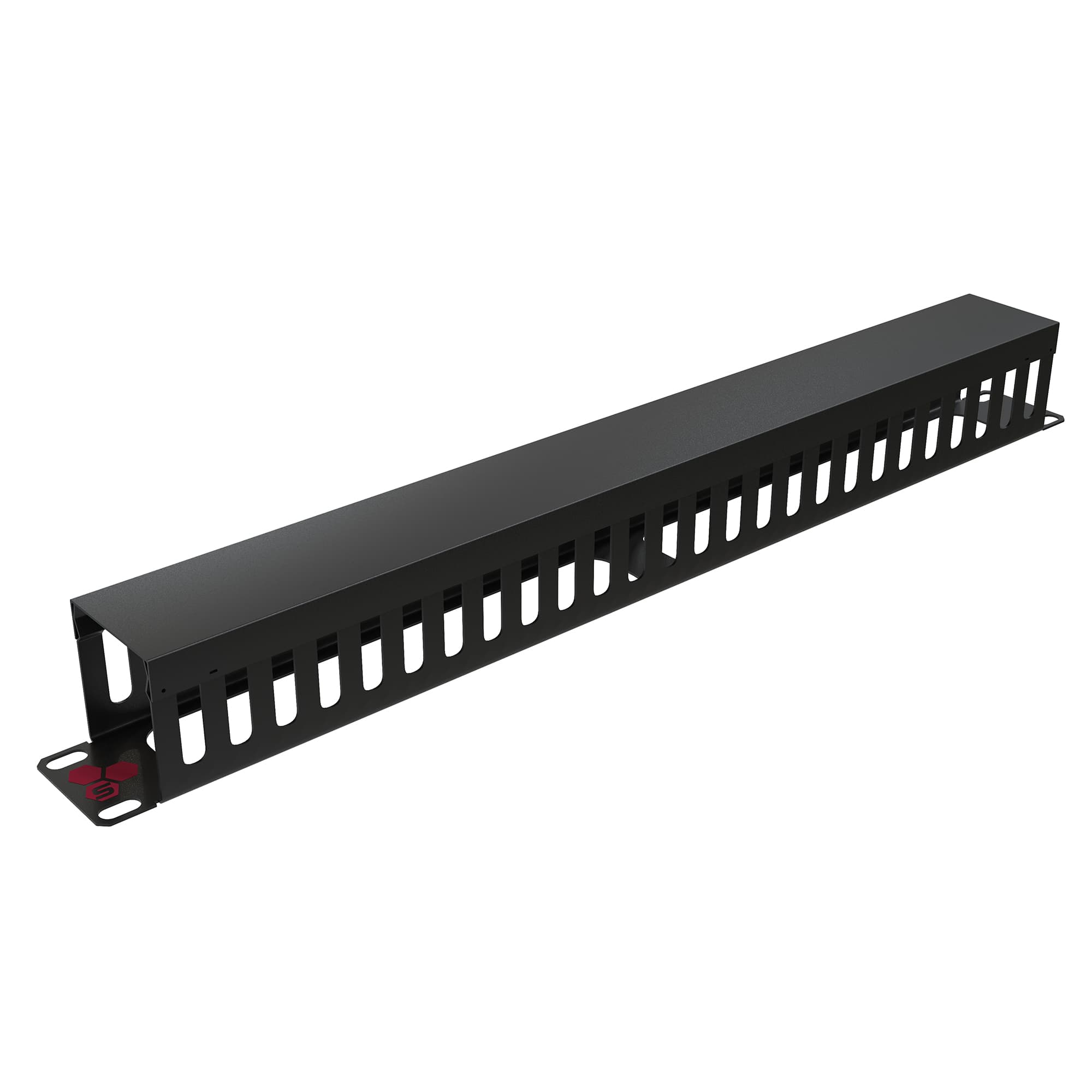 Органайзер кабельный 19 1U с крышкой, металлич    ский, цвет черный (RAL9004)