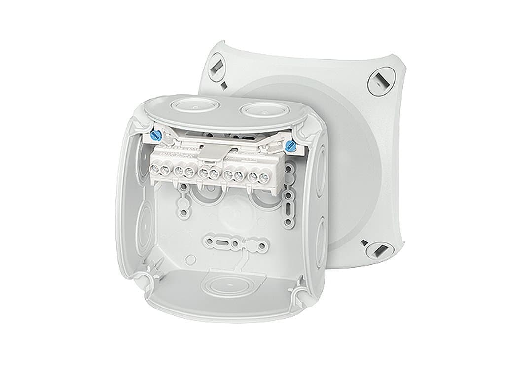 Коробка клеммная 104х104х70 мембраны пятиполюсные 1.5-6 кв.мм серая РР IP66