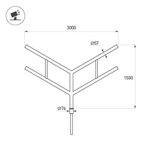 Кронштейн OXOR-SY4-3000x76-L1500 BLACK (ARL, Сталь)