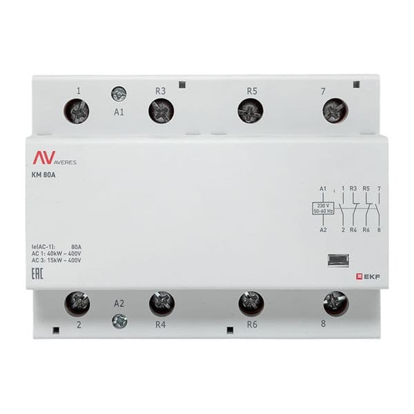 Контактор модульный КМ 80А 2NO+2NC 230VAC (6 мод.) AVERES