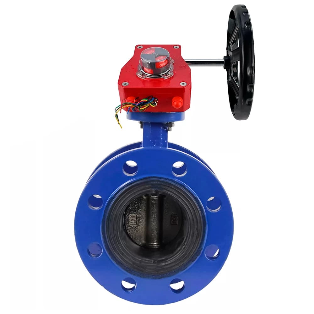 Затвор дисковый поворотный GGG40-304-EPDM-2W-F-H Ду100 Ру16 фланцевый, корпус чугун GGG40, диск нержавеющая сталь 304, уплотнение EPDM, с редуктором HGBF-1
