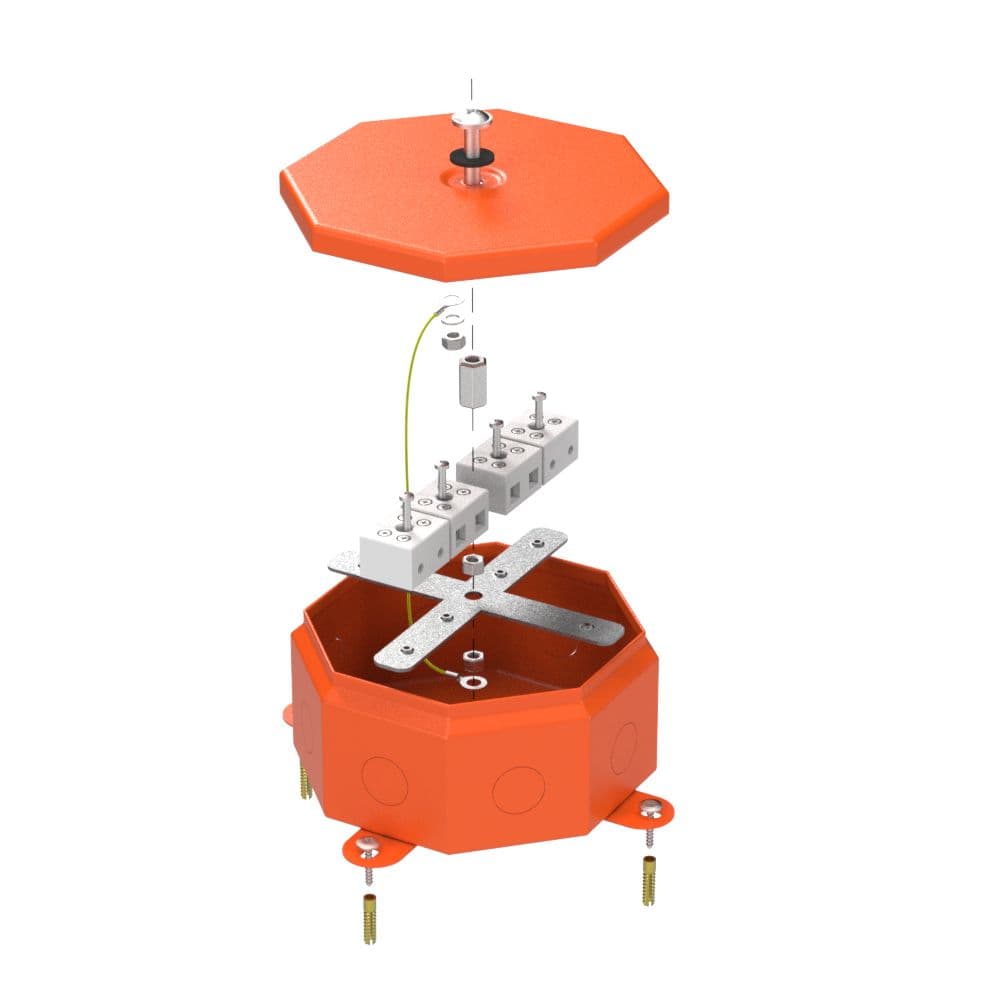 Коробка металлическая огнестойкая Октагон 70-0101-FR10.0-8 Е15-Е120 RAL2004 130х130х63 (9 шт/кор)