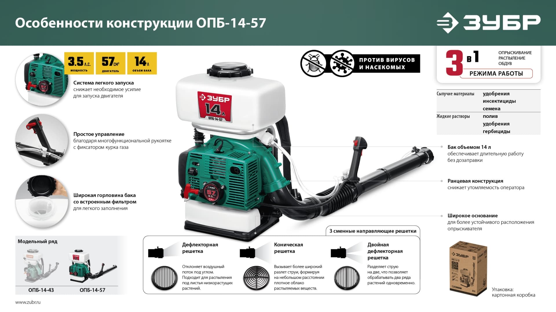 Опрыскиватель бензиновый, 14 л, 3.5 л.с