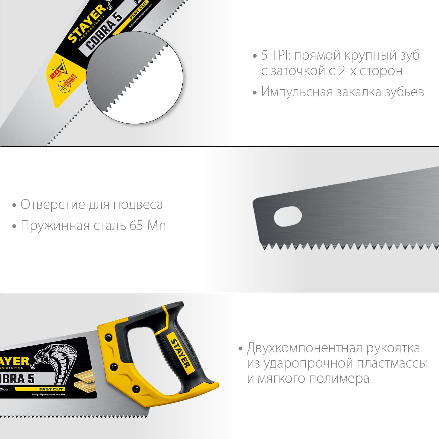 Ножовка по дереву Cobra 5 500 мм