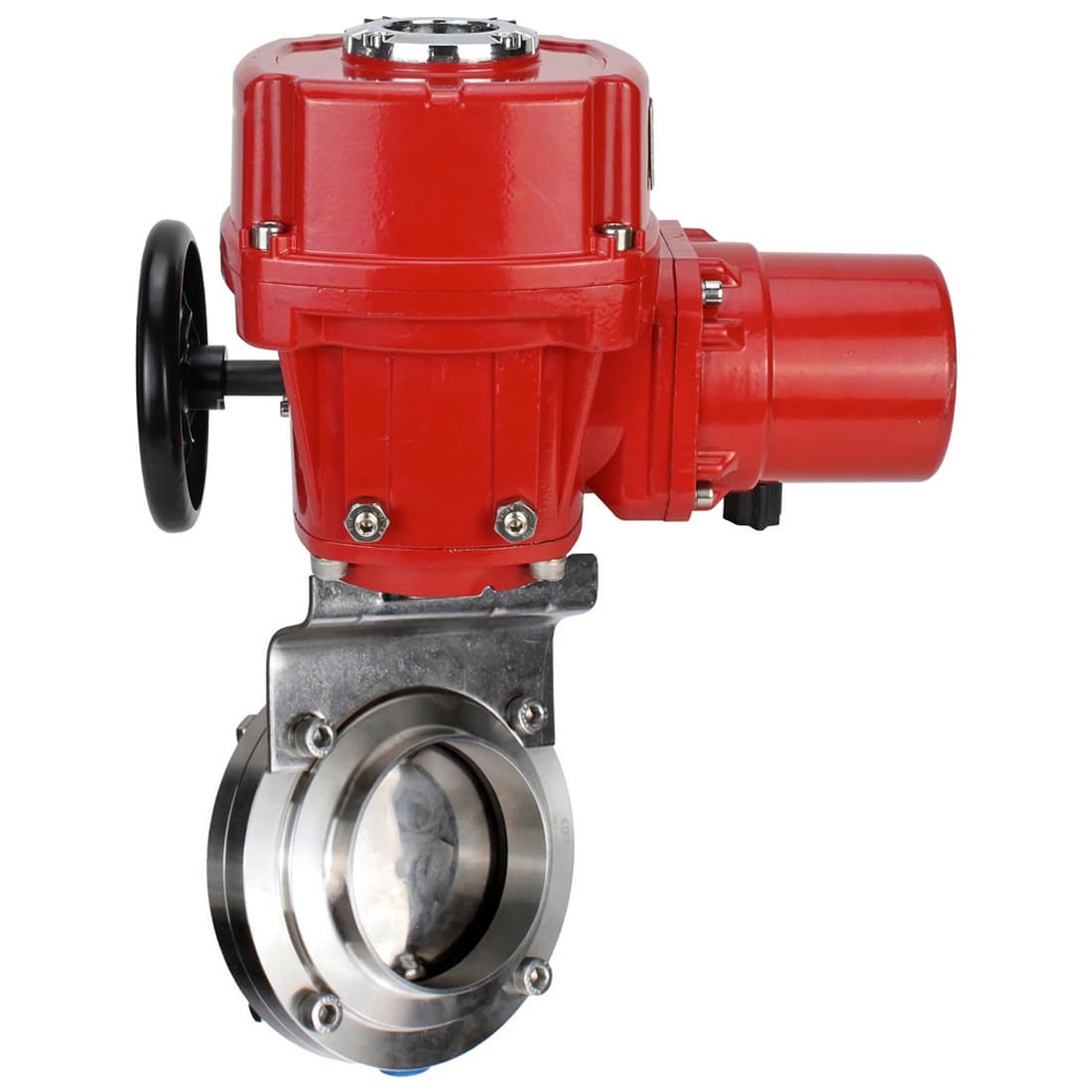 Затвор дисковый поворотный 304-304-Sil-2W-C-H Ду15 Ру10 кламповый, корпус пищевая нержавеющая сталь 304, уплотнение Silicon, с электроприводом QT-W (M) EX-005 380В