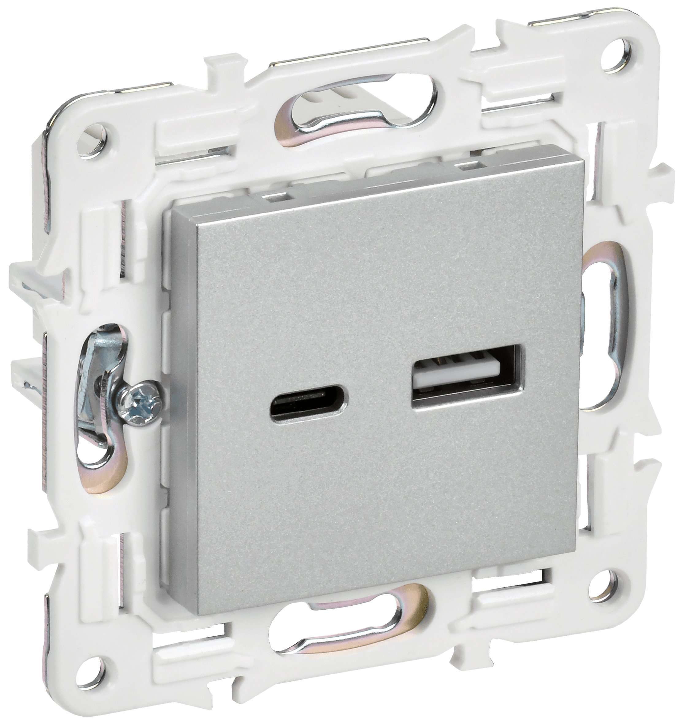 SKANDY Розетка USB A+C 3,1А SK-R14S серебряный IEK