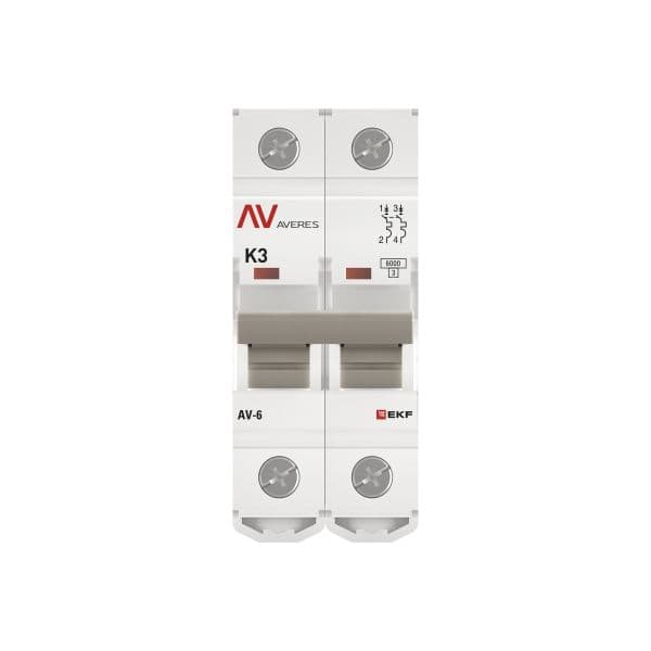 Выключатель автоматический AV-6 2P 3A (K) 6kA AVERES