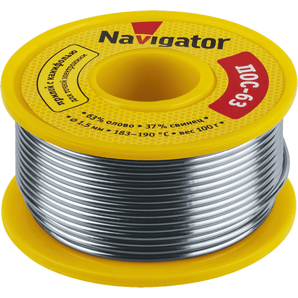 Припой NEM-Pos05-63K-1-K100 (ПОС-63, катушка, 1 мм, 100 гр) Navigator