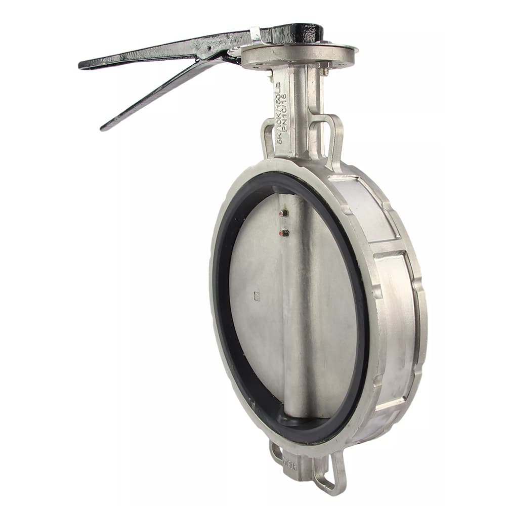 Затвор дисковый поворотный 316L-316L-EPDM Ду250 Ру16 корпус и диск нержавеющая сталь 316L, уплотнение EPDM, с рукояткой, квадрат 22х22, F10