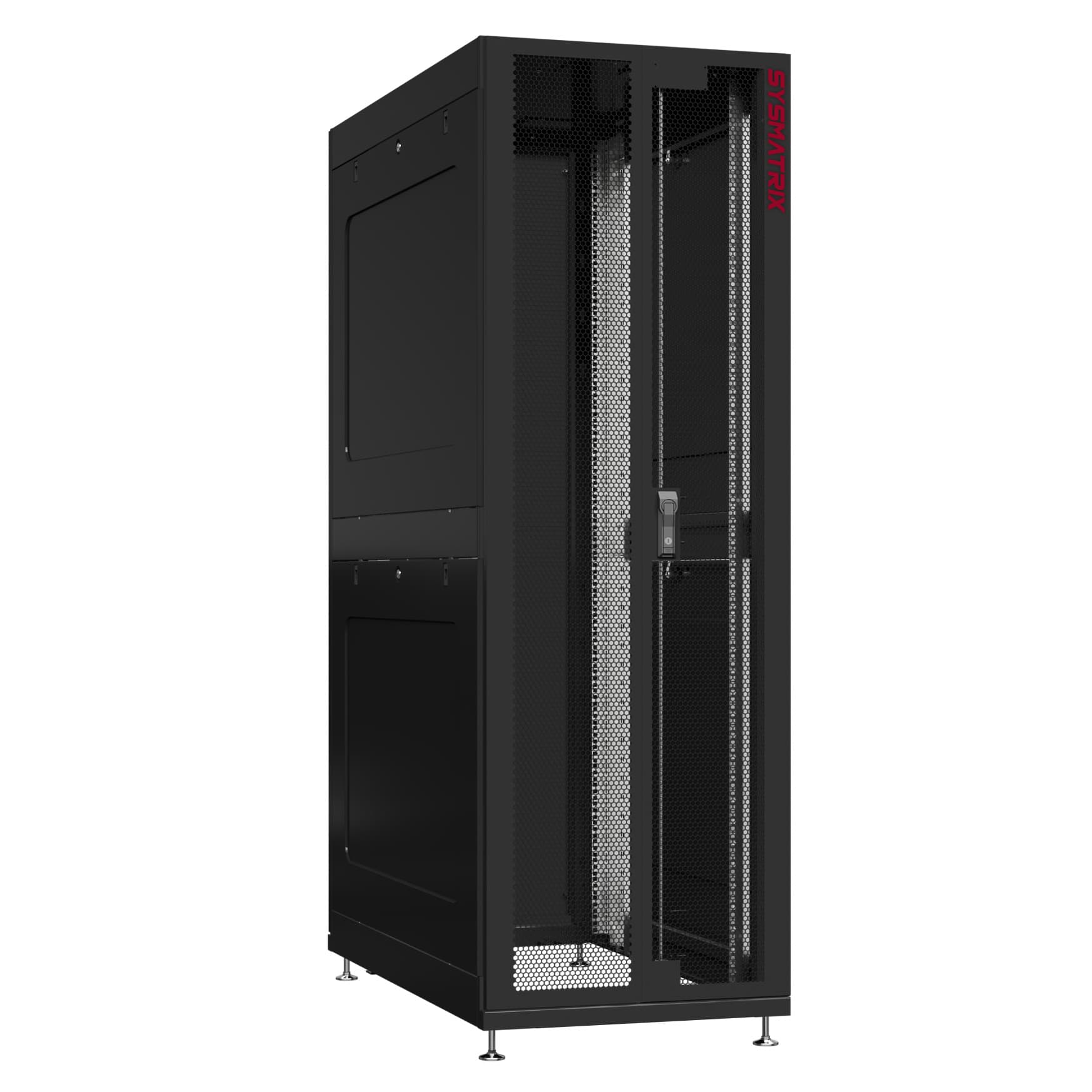 Шкаф серверный 42U 800х1070 передняя дверь: двустворчатая перфорированная IP20. задняя дверь: двустворчатая глухой металл IP51. боковые панели: глухой металл. цвет: черный RAL9005