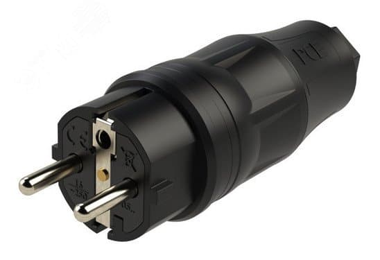Вилка каб 16A/250V/2P+E/IP54 корпус черный
