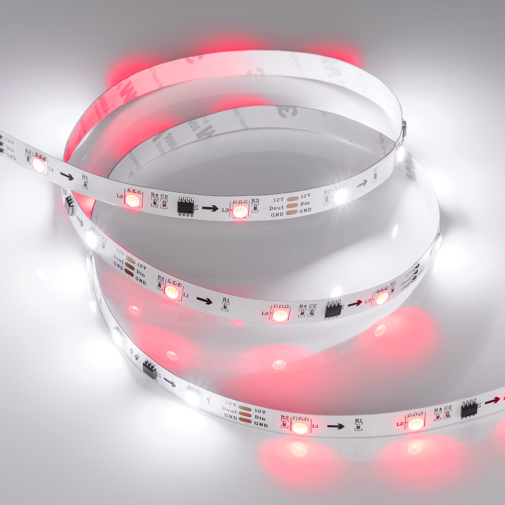 Лента светодиодная 7,2 Вт/м 12В IP20 RGB 30LED/м SPI-B30-10-12mm SMD 5060 5 м