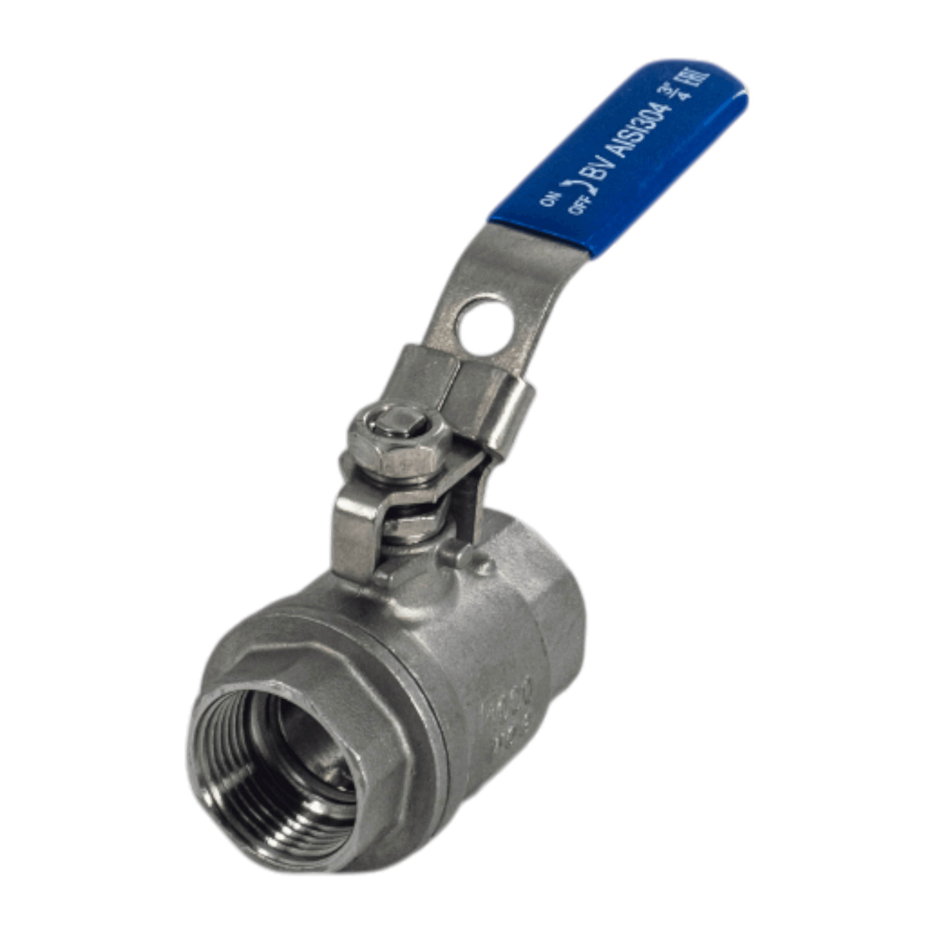 Кран шаровый муфтовый двусоставной с фиксатором нержавеющий (2PC), AISI304 DN20 (3/4'), (CF8), PN64