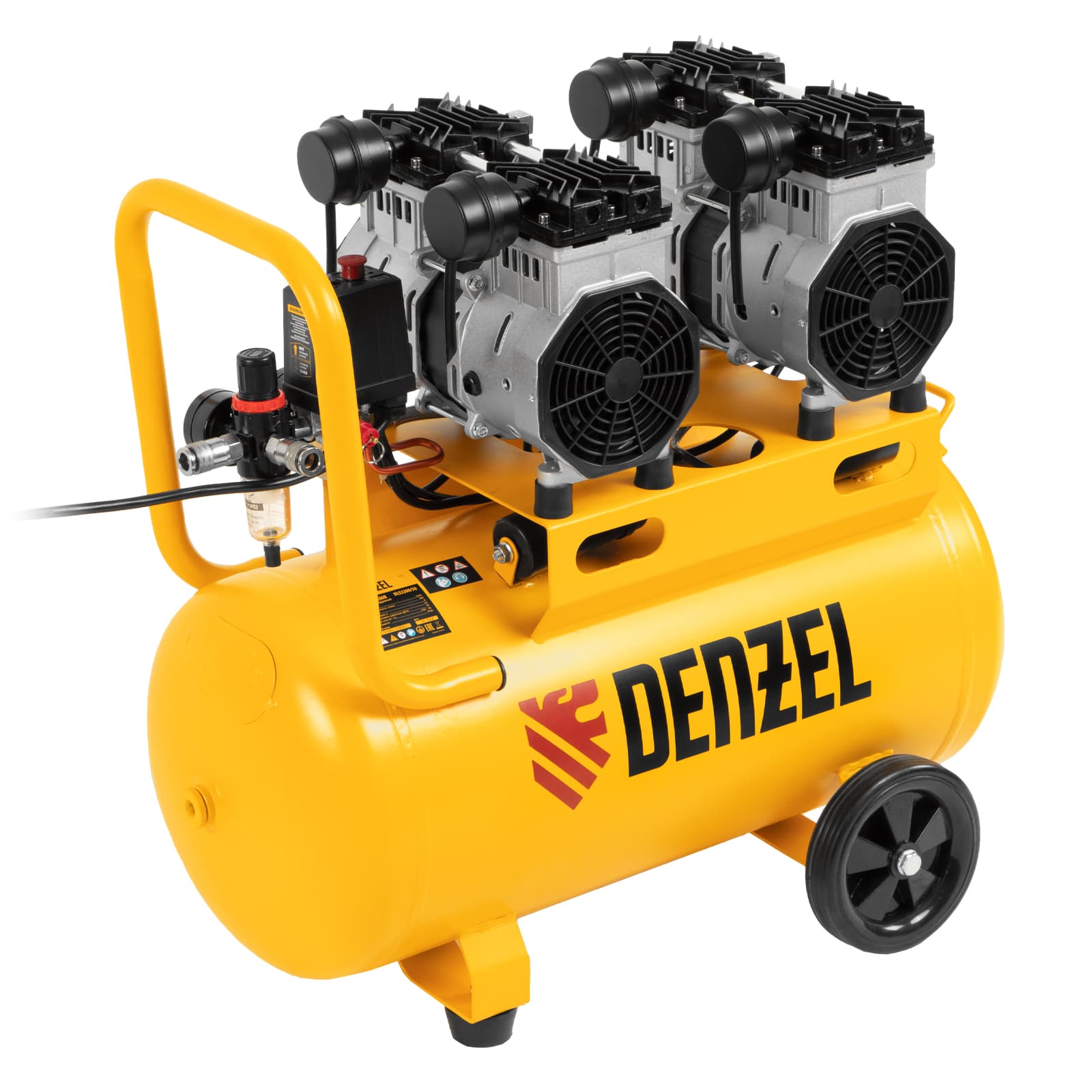 Компрессор безмаслянный малошумный DLS 2200/50, 2200 Вт, 2х1100, 50 л, 380 л/мин