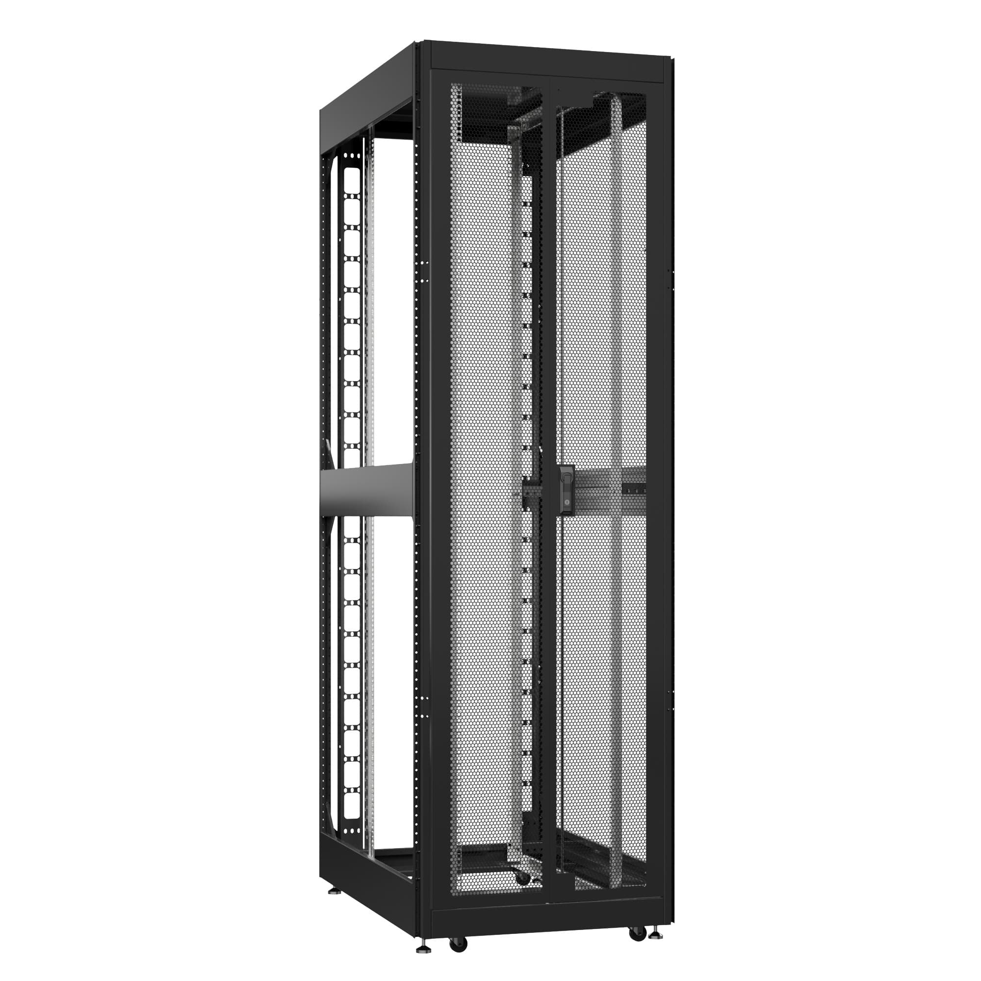 Шкаф серверный 42U 800х1200 передняя дверь: двустворчатая перфорированная IP20. задняя дверь: без. боковые панели: без. цвет: черный RAL9005