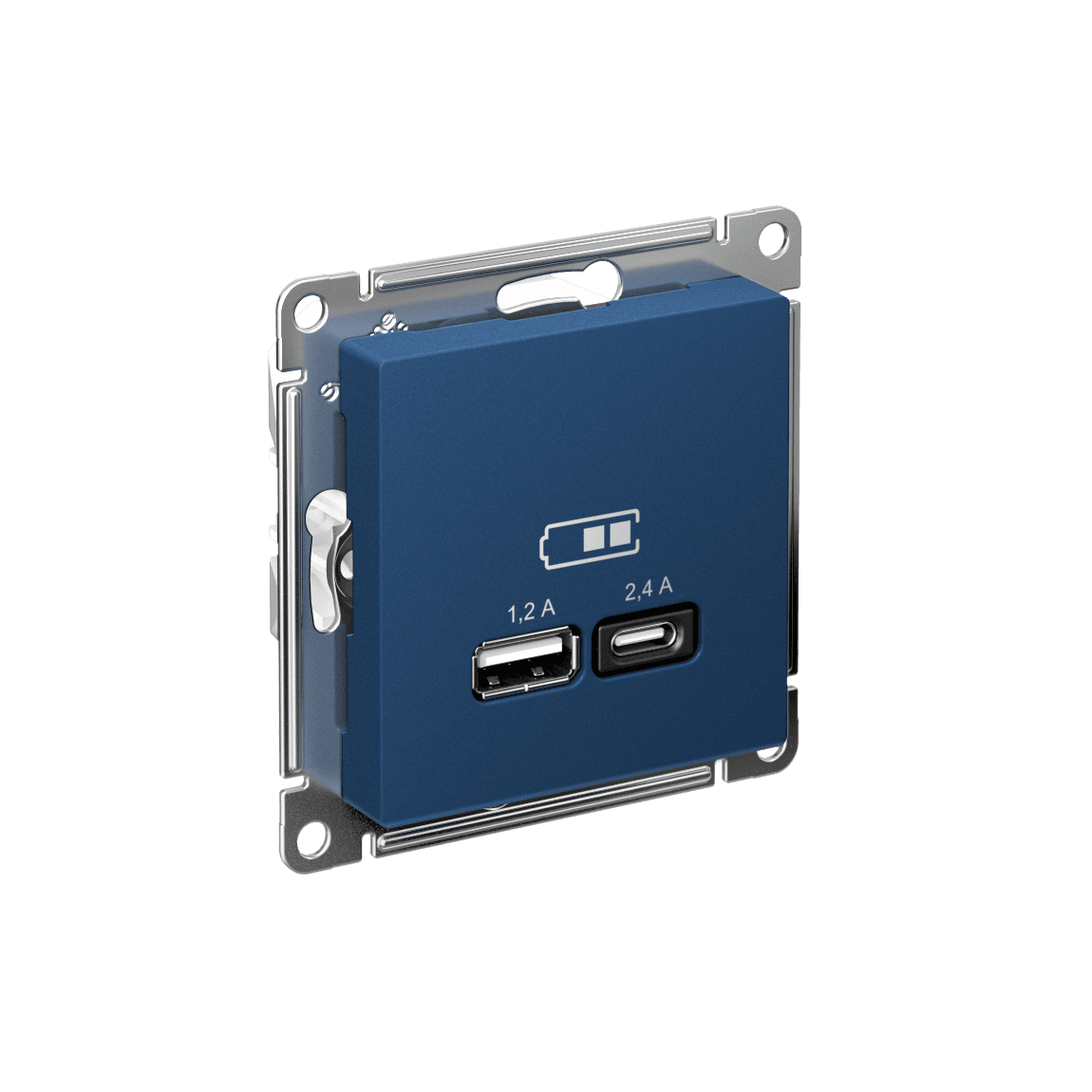 ATLASDESIGN USB РОЗЕТКА A+С, 5В/2,4А, 2х5В/1,2А, механизм, АКВАМАРИН