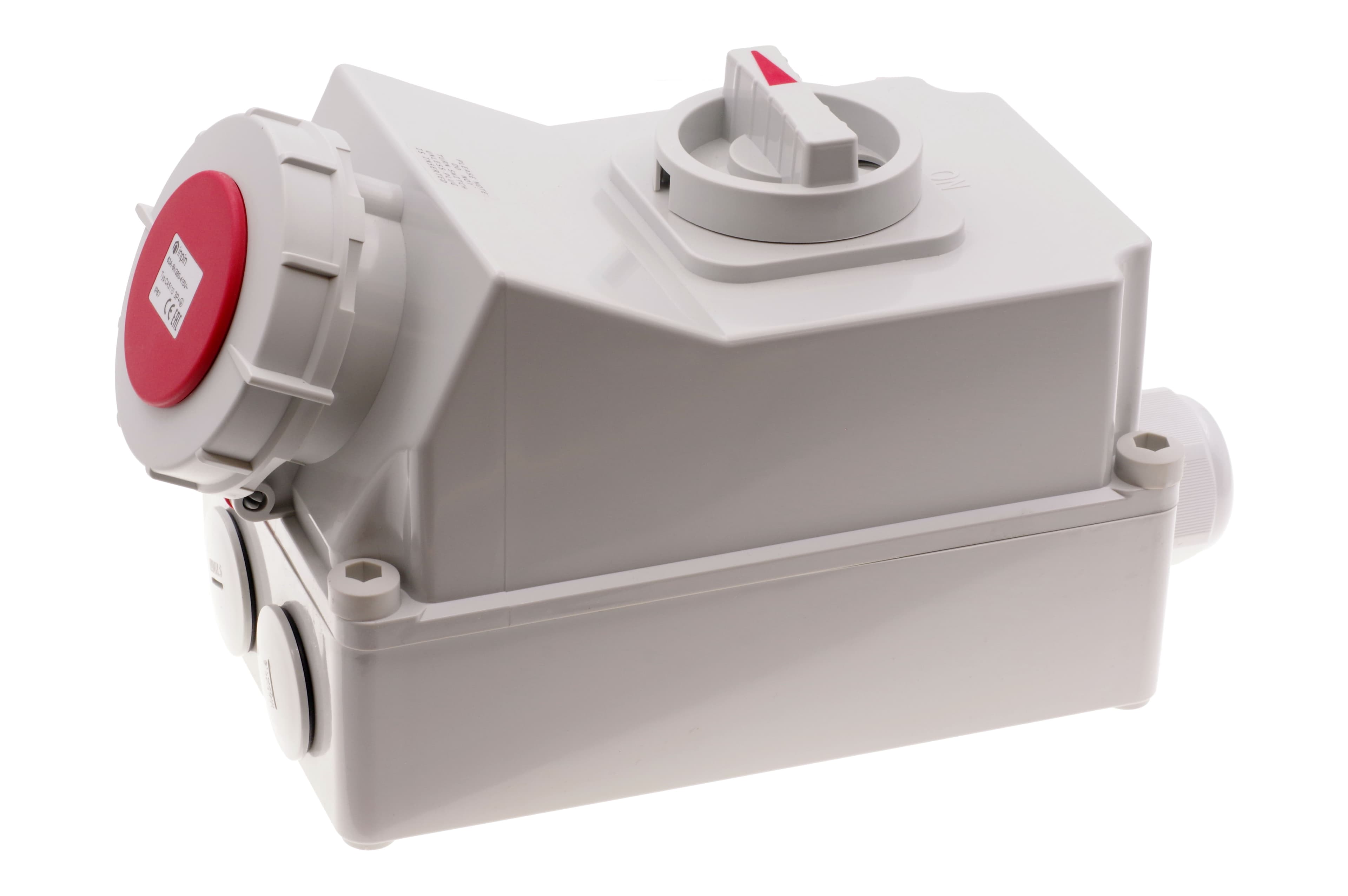 Розетка настенная с выключателем и механической блокировкой 63A/400V/3P+E/IP67