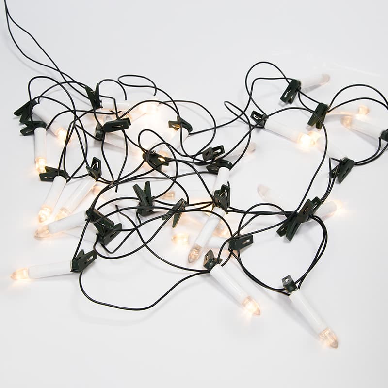 Гирлянда свечи 6 м, темно-зеленый ПВХ, 30 LED тёплый белый
