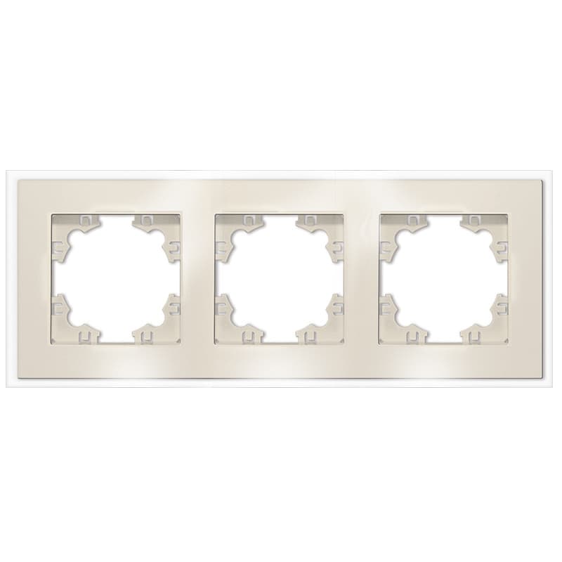 Афина рамка стеклянная трехместная универсальная, слоновая кость (ivory) (еврослот)