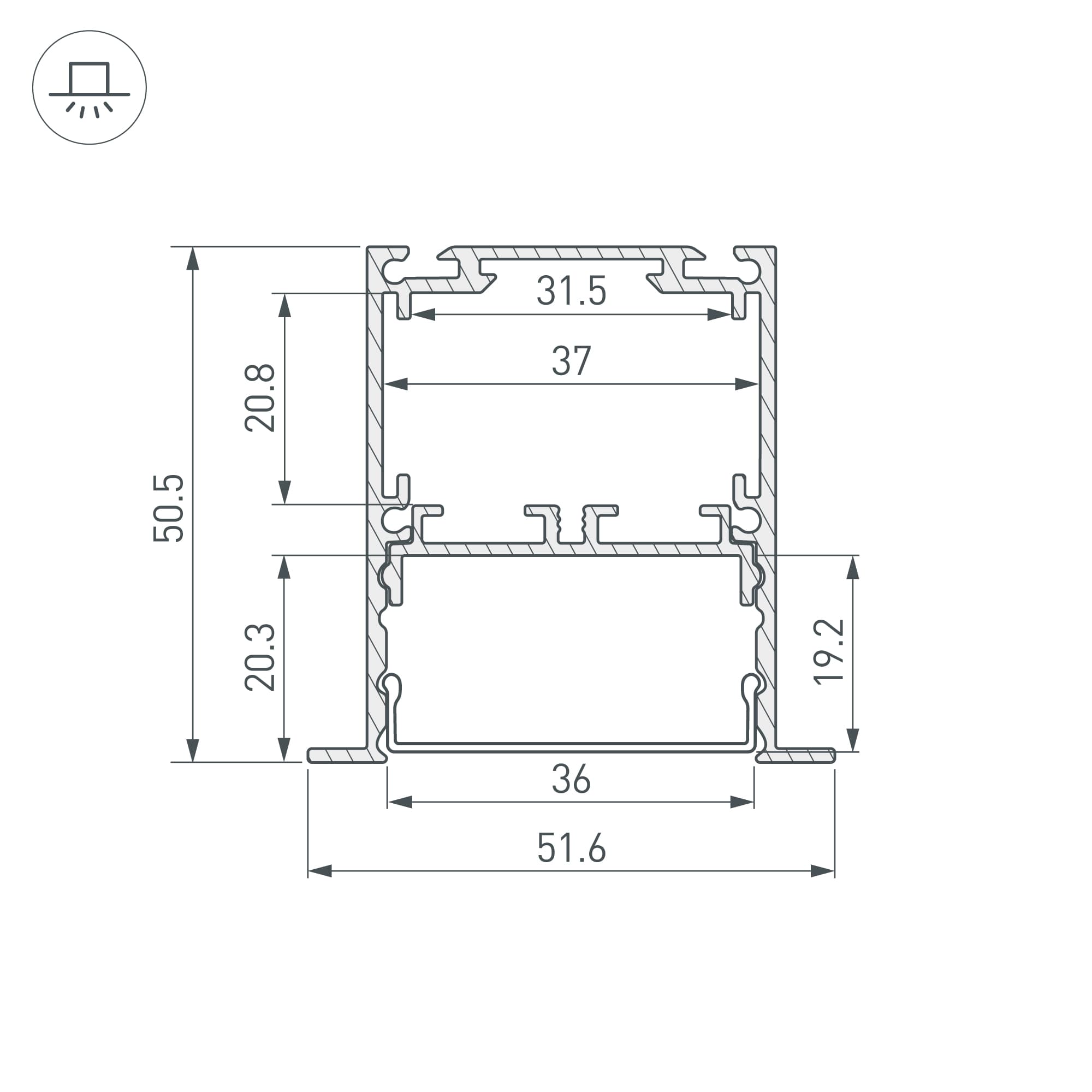 Профиль SL-LINIA52-3L-F-2000 ANOD BLACK (Алюминий)