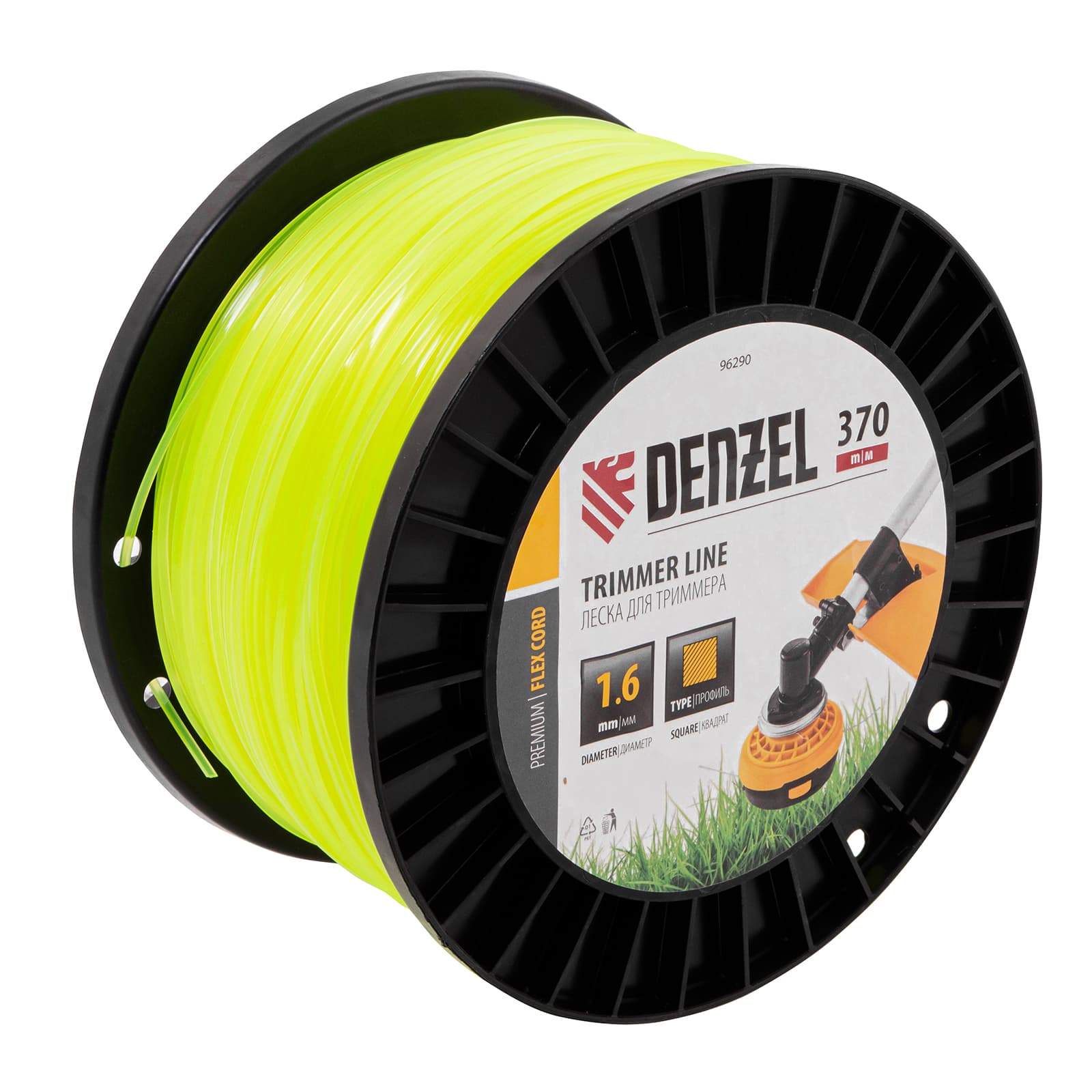 Леска для триммера квадрат 1,6мм х 370м, на DIN катушке FLEX CORD