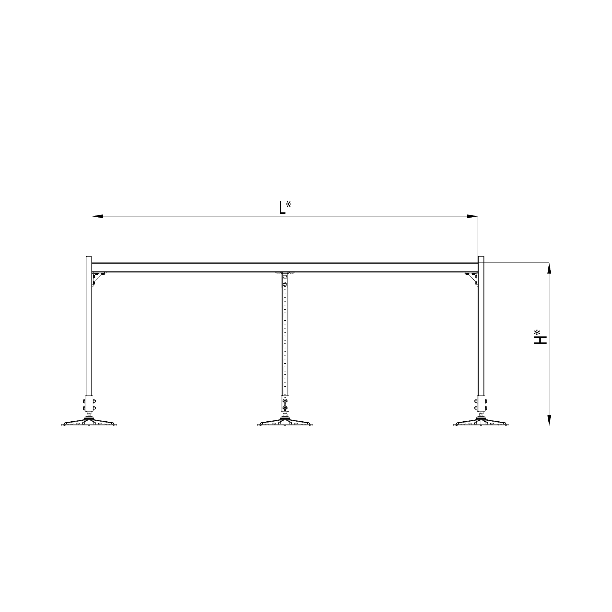 Конструкция опорная для горизонтальных прямоугольных воздуховодов и металлических лотков кабеленесущих систем TECHNORAPTOR FOOT 2500х1000 HD
