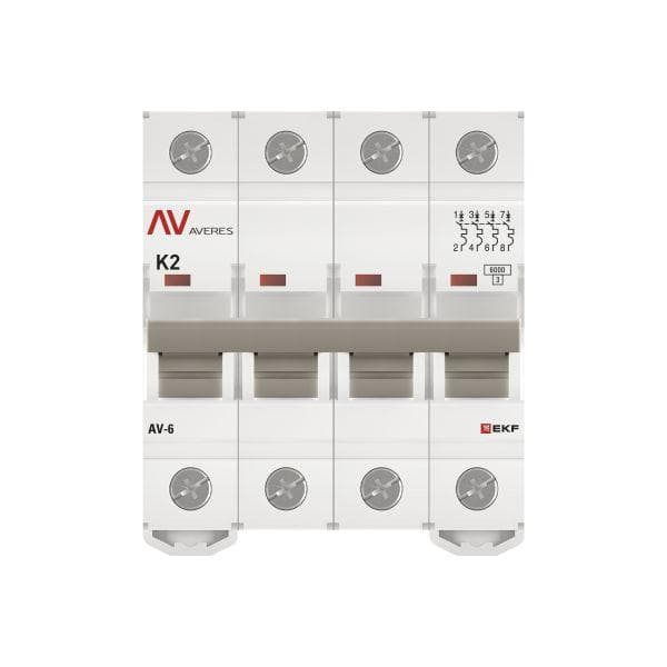 Выключатель автоматический AV-6 4P 2A (K) 6kA AVERES
