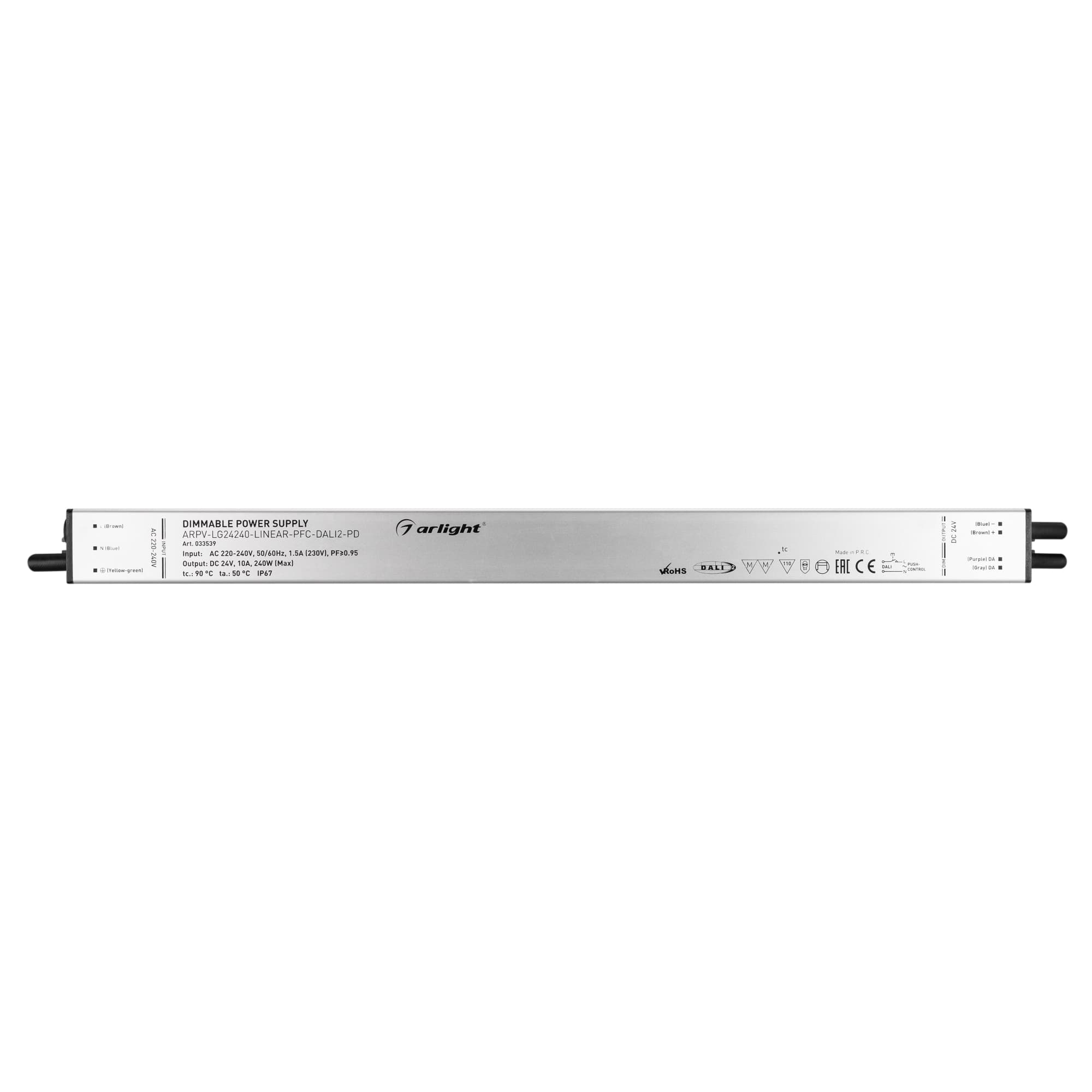 Блок питания ARPV-LG24240-LINEAR-PFC-DALI2-PD (24V, 10A, 240W) ( IP67 Металл, 5 лет)