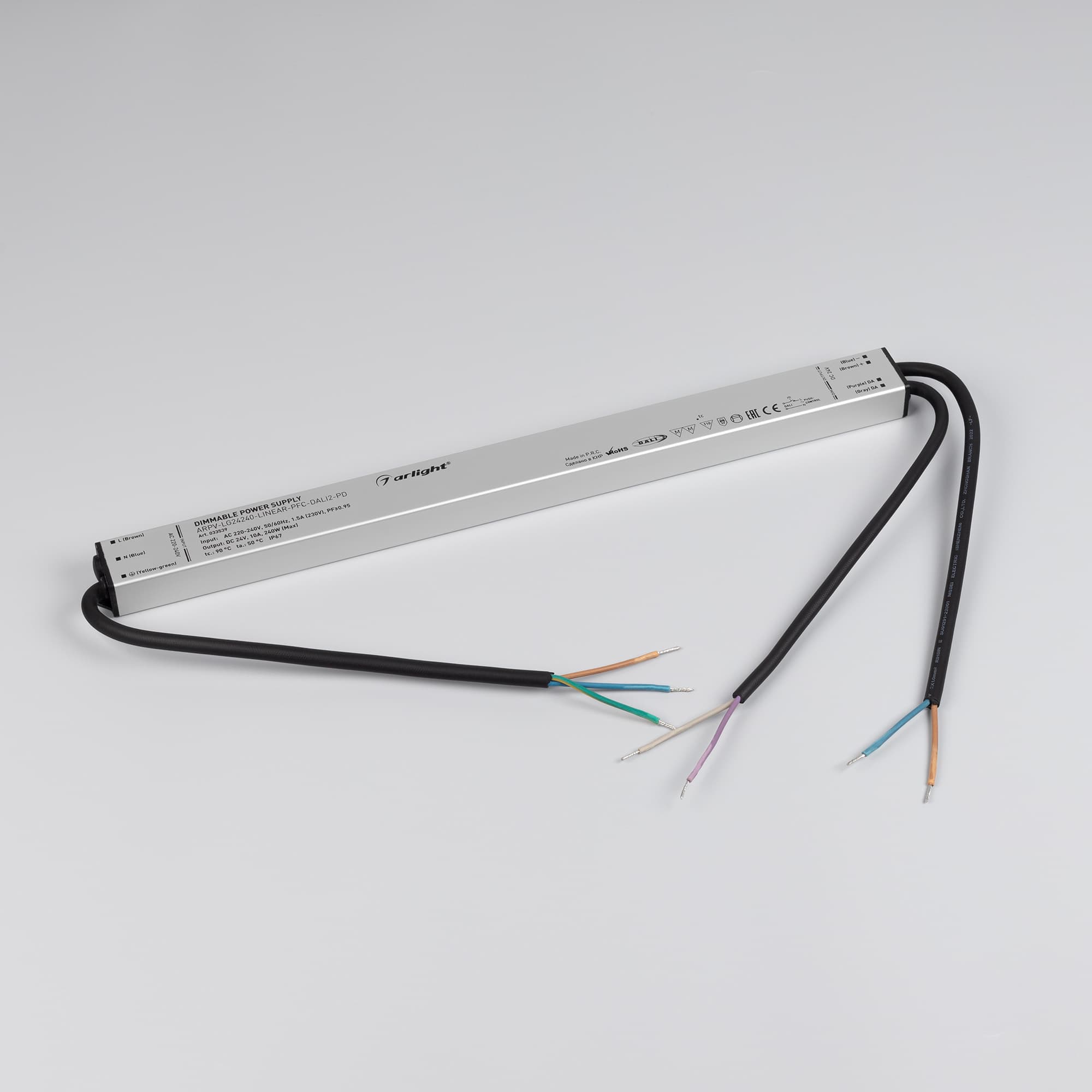 Блок питания ARPV-LG24240-LINEAR-PFC-DALI2-PD (24V, 10A, 240W) ( IP67 Металл, 5 лет)