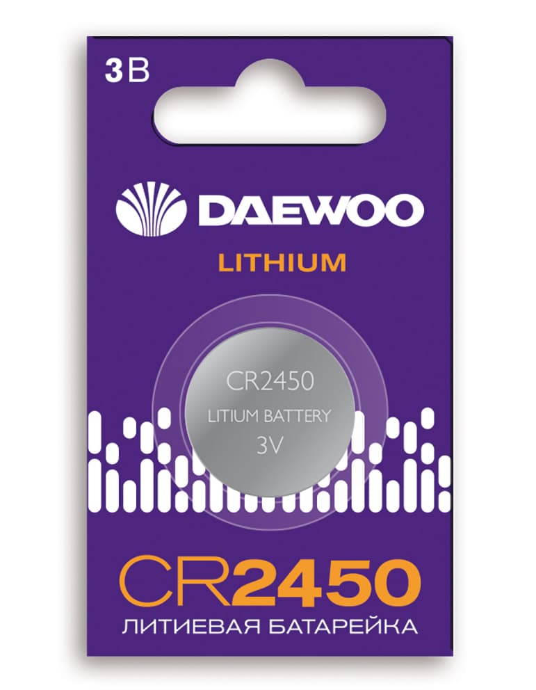 Элемент питания батарейка таблетка литиевая типоразмер 2450 CR2450 DAEWOO Lithium BL-1 Jazzway