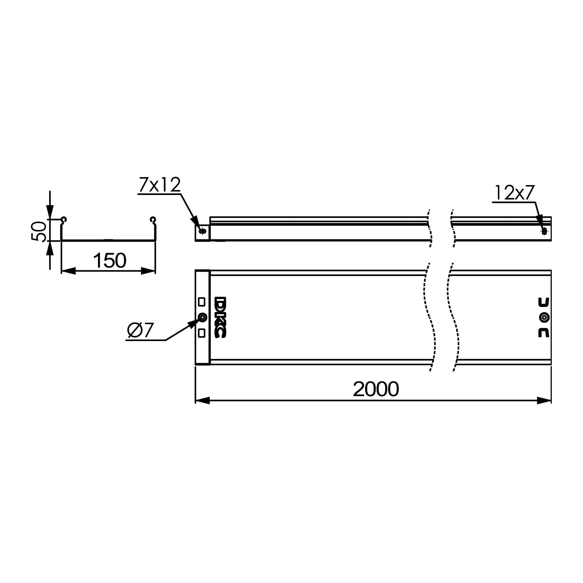 Лоток 150х50 L 2000, горячеоцинкованный