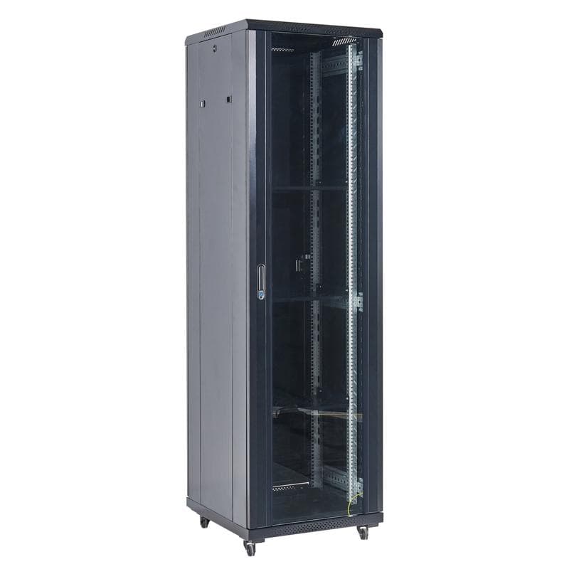 Шкаф напольный телекоммуникационный разборный 42U 600x600x2054мм дверь стекло черный (RAL 9005)