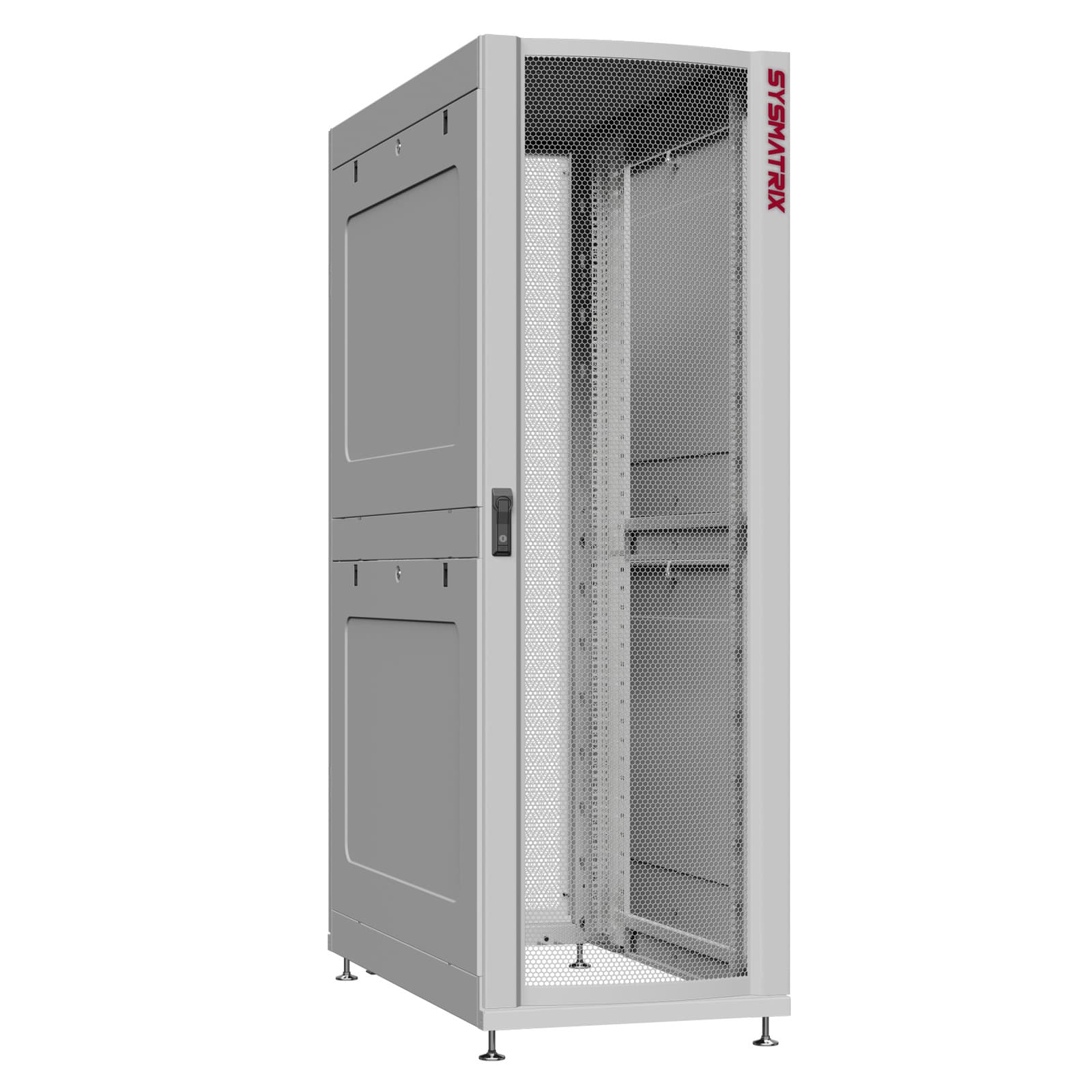 Шкаф серверный 45U 600х1070 передняя дверь: одностворчатая перфорированная IP20. задняя дверь: двустворчатая перфорированная IP20. боковые панели: глухой металл. цвет: серый RAL7035