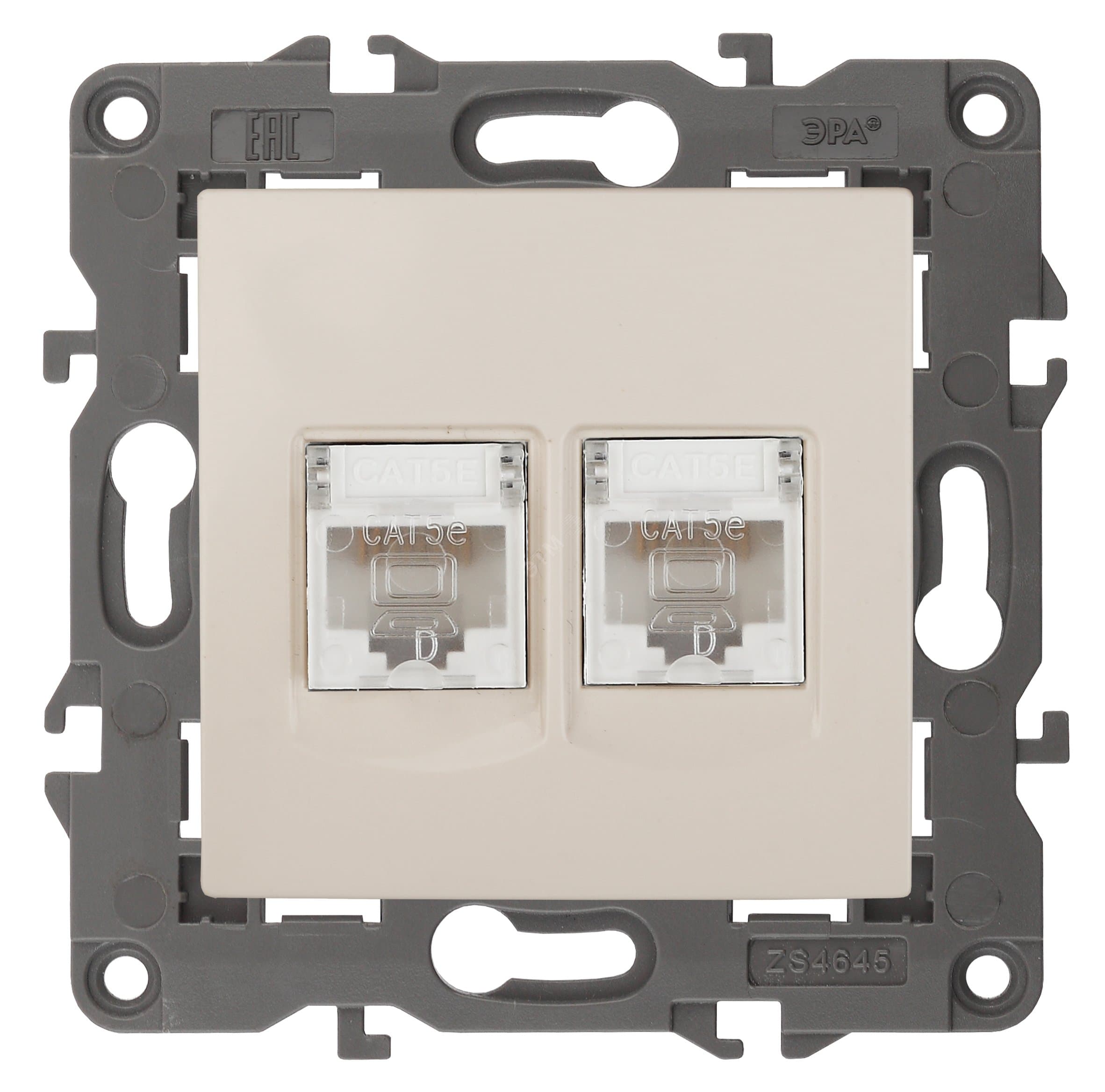 Розетка 2хRJ45, Эра Elegance, сл.кость, 14-3108-02