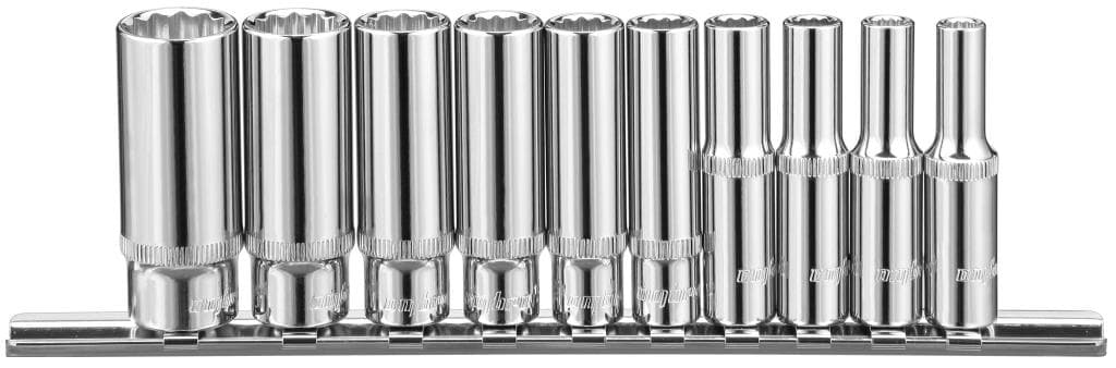 Набор головок торцевых глубоких 12-гранных 1/4''DR на держателе, SAE 3/16''--9/16'', 10 предметов