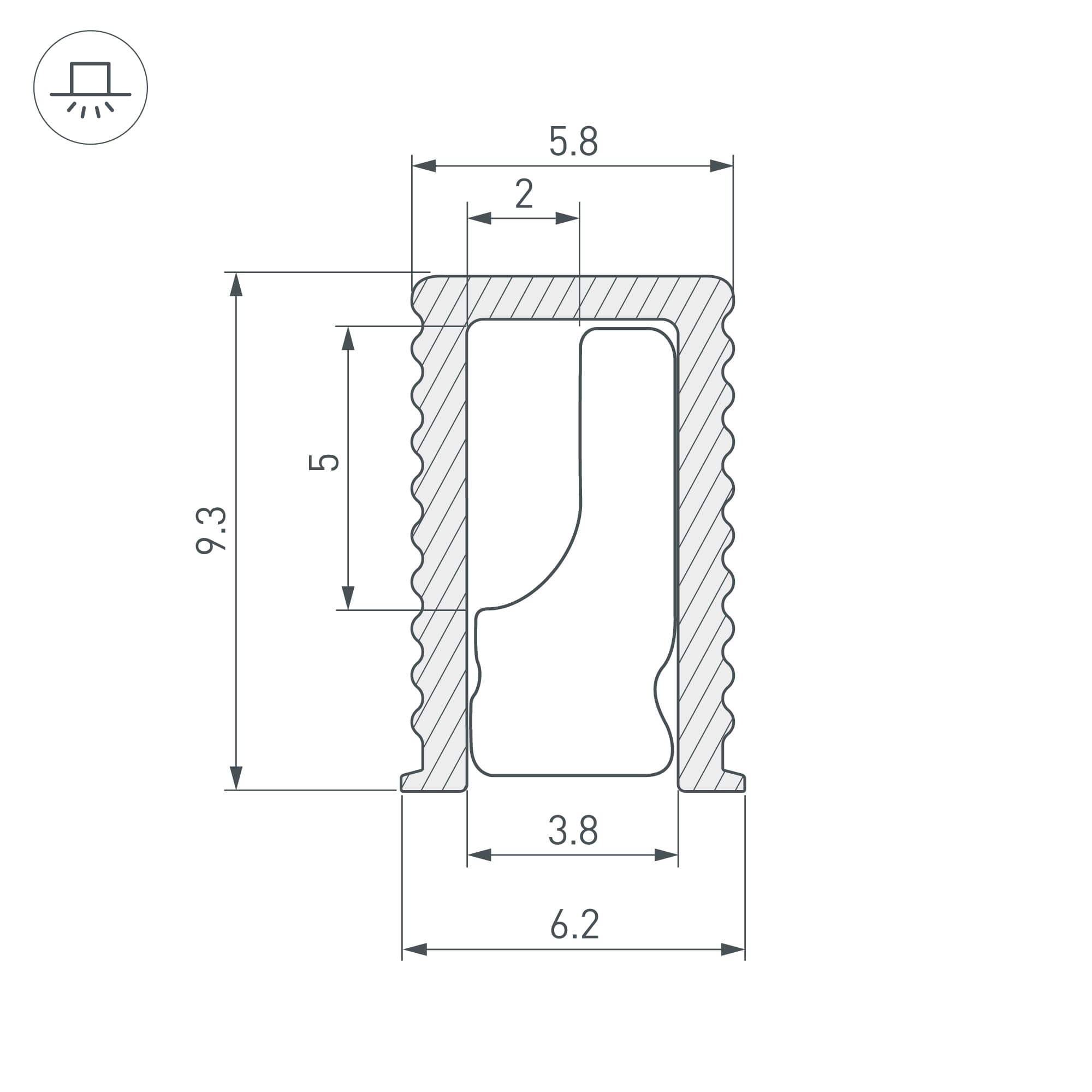 Профиль SL-MINI-6-H9-2000 ANOD OLIVE GREY ( Алюминий)