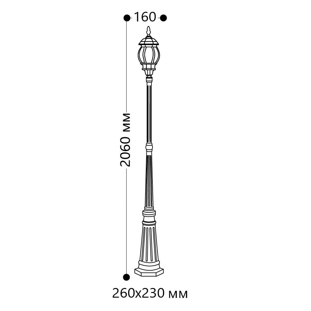 Светильник НТУ-100w столб=2.26м Е27 IP44 черный