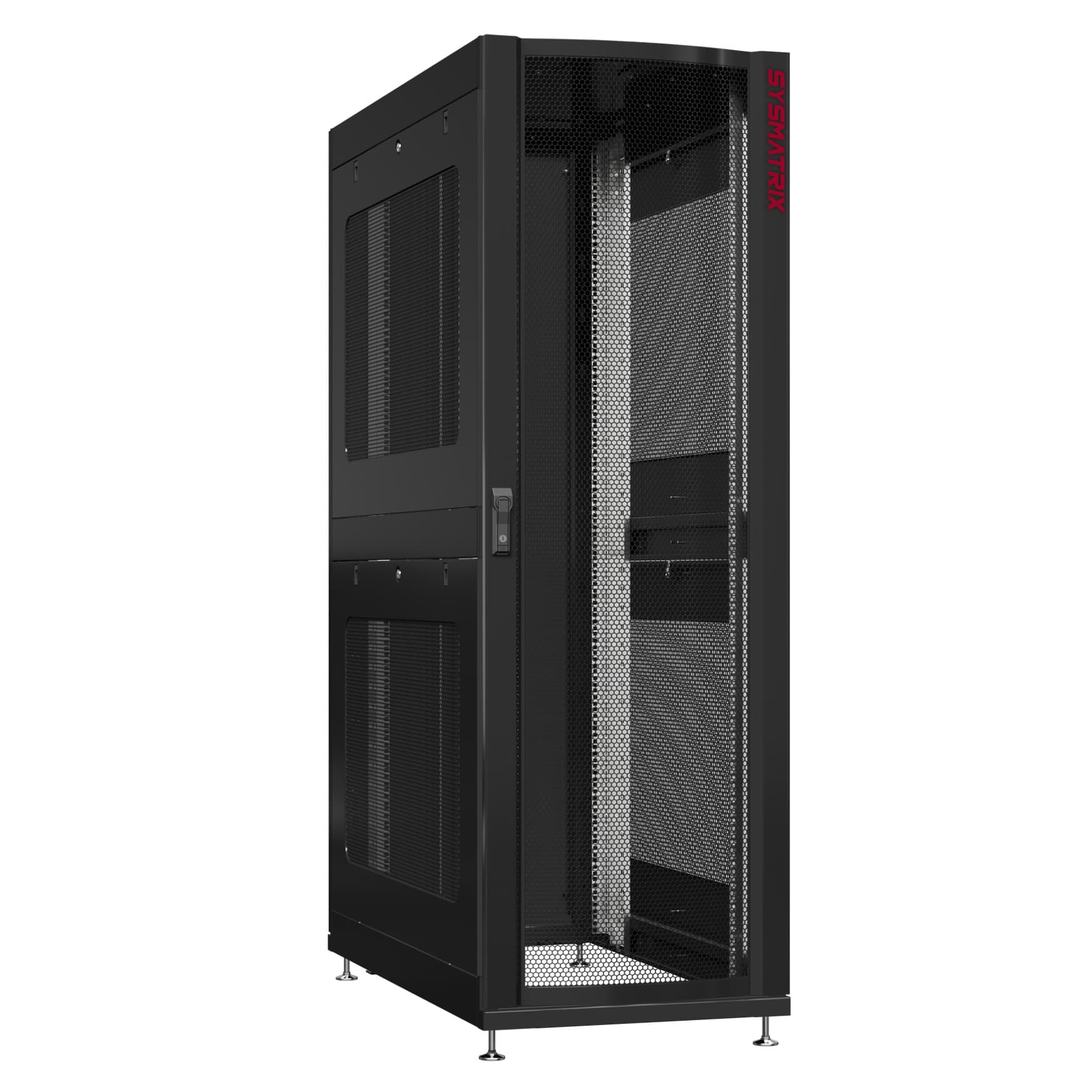 Шкаф серверный 24U 800х1200 передняя дверь: одностворчатая перфорированная IP20. задняя дверь: двустворчатая глухой металл IP51. боковые панели: перфорированные. цвет: черный RAL9005