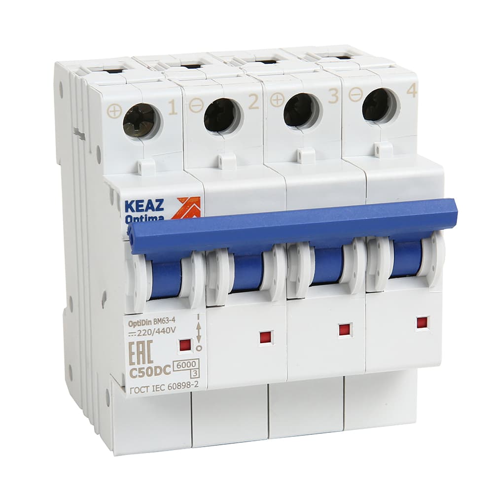 Выключатель автоматический модульный OptiDin BM63-4K4-DC-УХЛ3 (Новый)