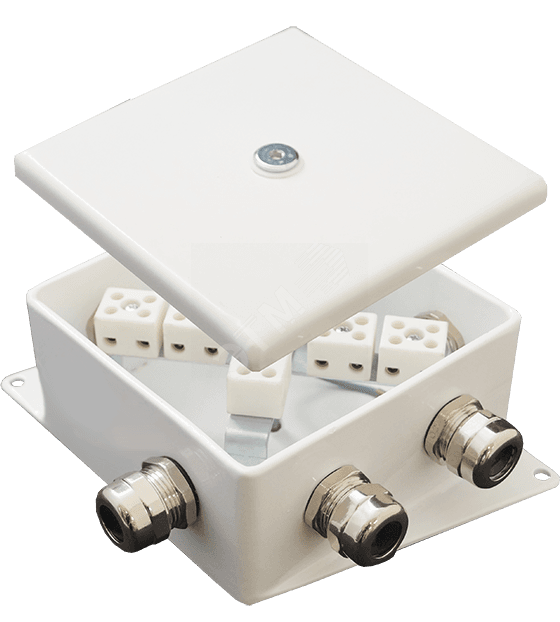Коробка монтажная огнестойкая КМ-О (4к)-IP66-120х120 три ввода ABC