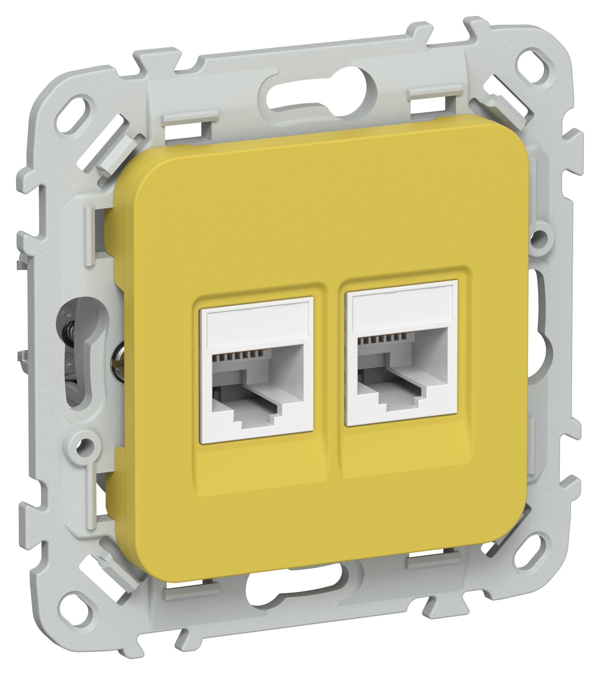 FLITE Розетка 2-местная RJ45/RJ11 категория 5Е/3 UTP РКТ5е/3-2-0-ФлЖК желтый карри IEK