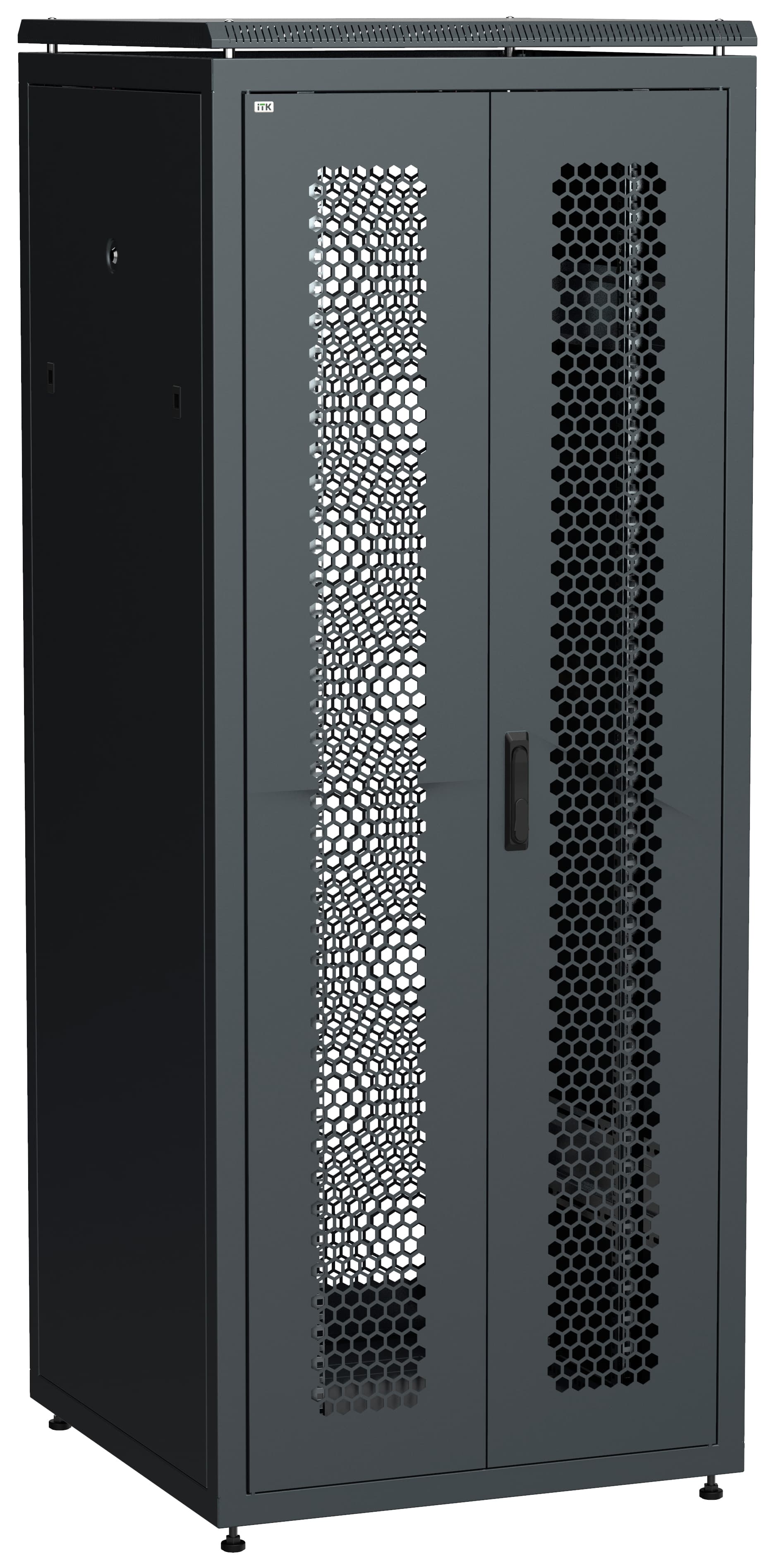Шкаф сетевой 19' LINEA N 42U 800х800мм двустворчатая перфорированная дверь задняя перфорированная черный