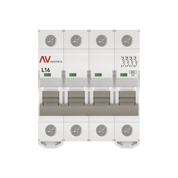 Выключатель автоматический AV-6 4P 16A (L) 6kA AVERES